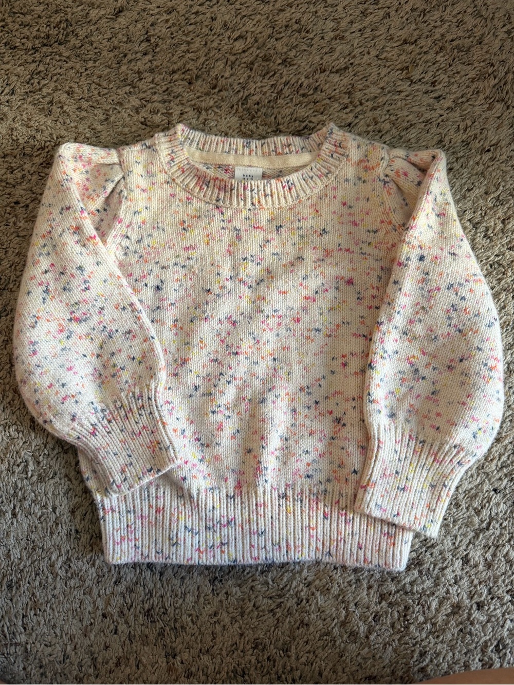 Baby gap 12-18m Cream Speckled Puff-Sleeve Sweater